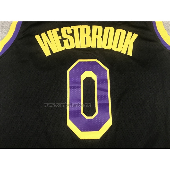 Camiseta Los Angeles Lakers Russell Westbrook #0 Statement 2021-22 Negro